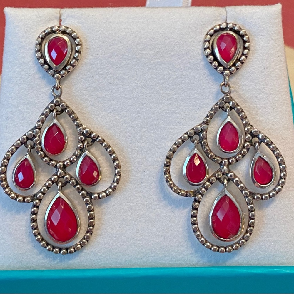 NWOT PINK ONYX STERLING EARRINGS